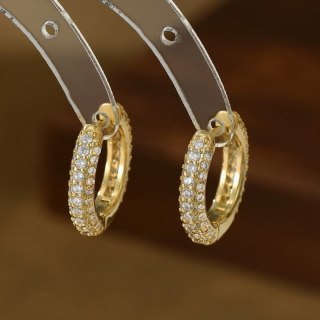 Kolczyki koła ze stali szlachetnej pozłacanej 14k złotem z cyrkoniami