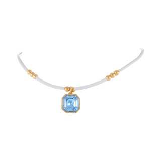 Biały choker z błękitnym kryształem (C25/WIO/45AU)