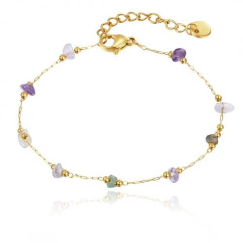 Bransoletka na rękę stal chirurgiczna pozłacana 14k złotem Kamienie naturalne BST1522 Bransoletka na rękę stal chirurgiczna pozłacana 14k złotem Kamienie naturalne BST1522