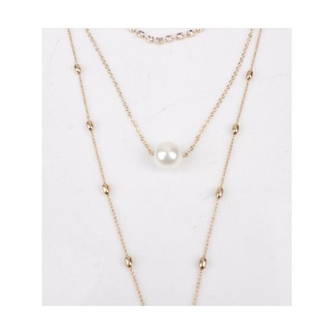 NASZYJNIK CHOKER TRZYCZĘŚCIOWY Z PEREŁKĄ I KRYSZTAŁKAMI N546 NASZYJNIK CHOKER TRZYCZĘŚCIOWY Z PEREŁKĄ I KRYSZTAŁKAMI N546