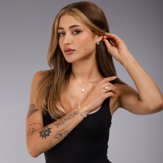 BRANSOLETKA Z BIAŁĄ CYRKONIĄ POSREBRZANA (B25/VIC/01/1AG)