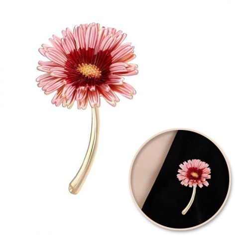 Broszka ozdobna emaliowana różowa stokrotka