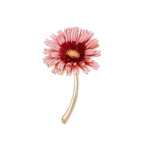 Broszka ozdobna emaliowana różowa stokrotka