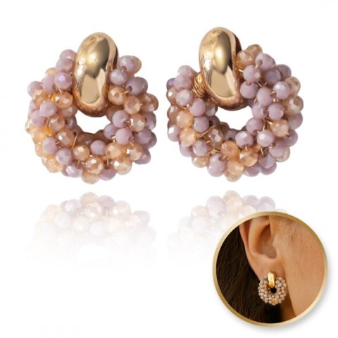 Kolczyki przy uchu ozdobne wianiuszki z koralikami