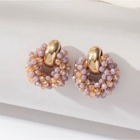 Kolczyki przy uchu ozdobne wianiuszki z koralikami