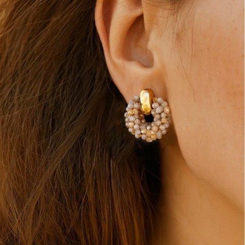 Kolczyki przy uchu ozdobne wianiuszki z koralikami