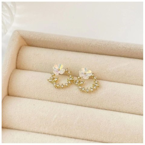Kolczyki sztyfty wianuszki cyrkonie kwiatek