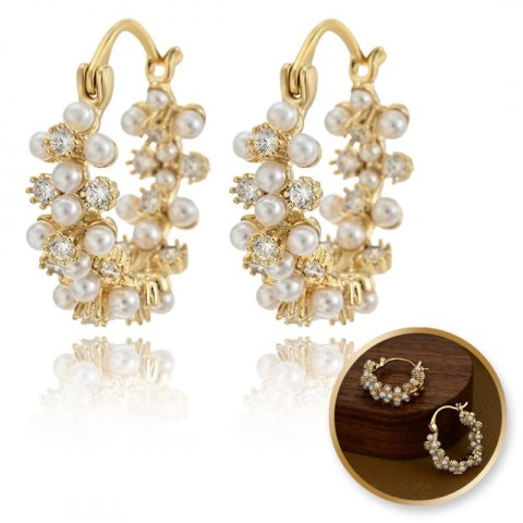 Kolczyki wiszące ozdobne - perły, cyrkinie