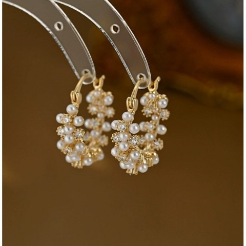 Kolczyki wiszące ozdobne - perły, cyrkinie