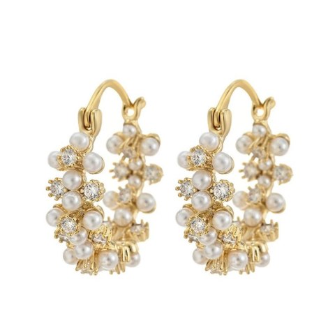 Kolczyki wiszące ozdobne - perły, cyrkinie