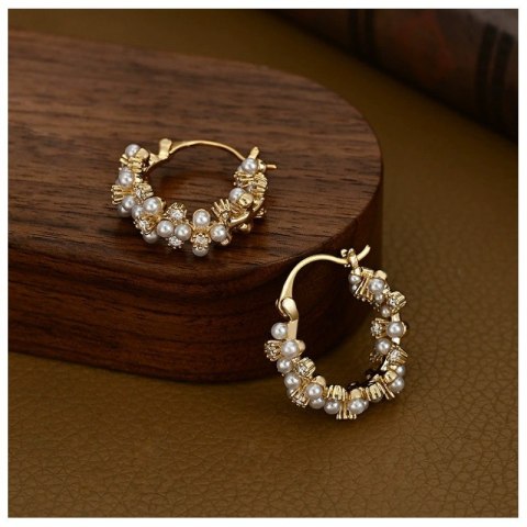 Kolczyki wiszące ozdobne - perły, cyrkinie