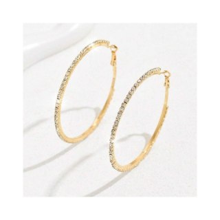 Kolczyki wiszące złote koła z cyrkoniami 8cm x 8cm