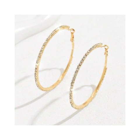 Kolczyki wiszące złote koła z cyrkoniami 8cm x 8cm