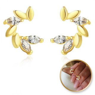 Kolczyki ze stali szlachetnej pozłacane 14k złotem, cyrkonie