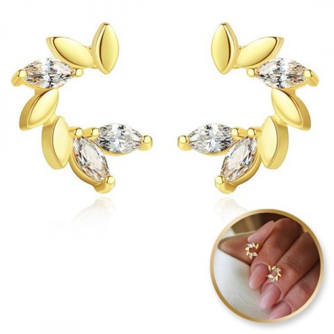 Kolczyki ze stali szlachetnej pozłacane 14k złotem, cyrkonie