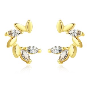 Kolczyki ze stali szlachetnej pozłacane 14k złotem, cyrkonie