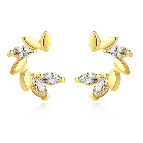 Kolczyki ze stali szlachetnej pozłacane 14k złotem, cyrkonie