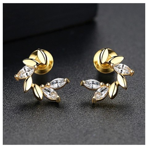 Kolczyki ze stali szlachetnej pozłacane 14k złotem, cyrkonie