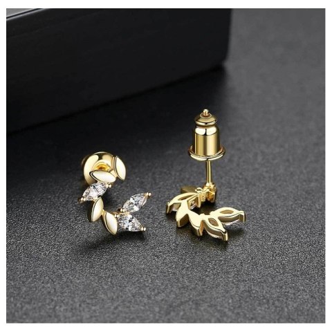 Kolczyki ze stali szlachetnej pozłacane 14k złotem, cyrkonie