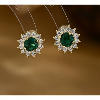 Kolczyki ze stali szlachetnej pozłacane 14k złotem, z cyrkoniami