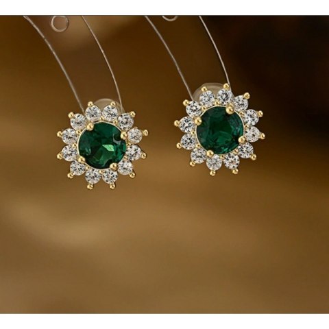 Kolczyki ze stali szlachetnej pozłacane 14k złotem, z cyrkoniami