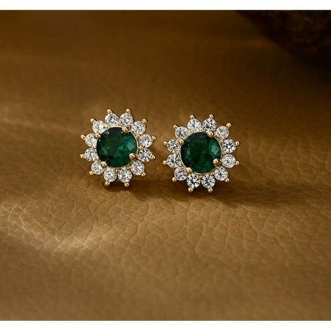 Kolczyki ze stali szlachetnej pozłacane 14k złotem, z cyrkoniami