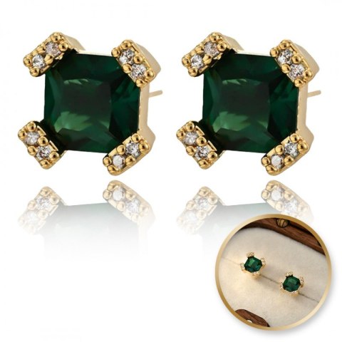 Kolczyki ze stali szlachetnej pozłacane 14k złotem, z cyrkoniami