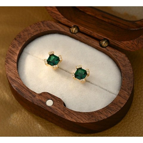 Kolczyki ze stali szlachetnej pozłacane 14k złotem, z cyrkoniami