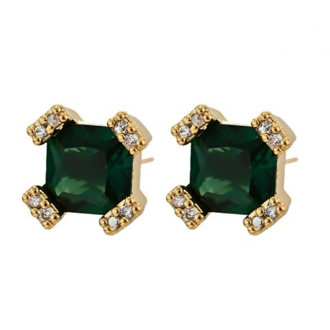 Kolczyki ze stali szlachetnej pozłacane 14k złotem, z cyrkoniami