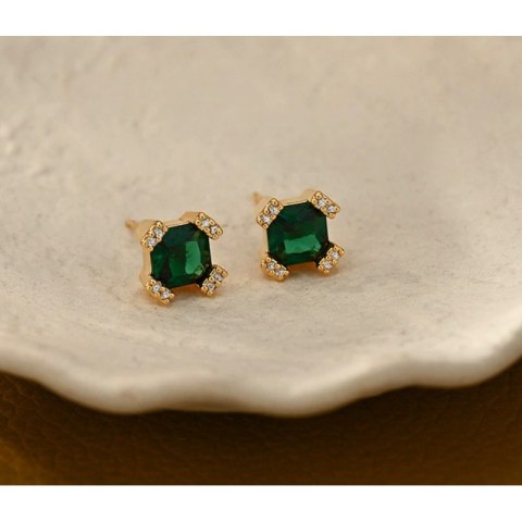 Kolczyki ze stali szlachetnej pozłacane 14k złotem, z cyrkoniami