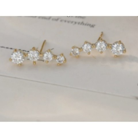 Kolczyki ze stali szlachetnej pozłacane 14k złotem, z cyrkoniami