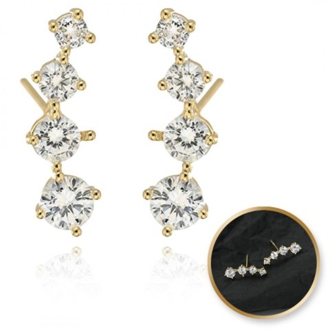 Kolczyki ze stali szlachetnej pozłacane 14k złotem, z cyrkoniami