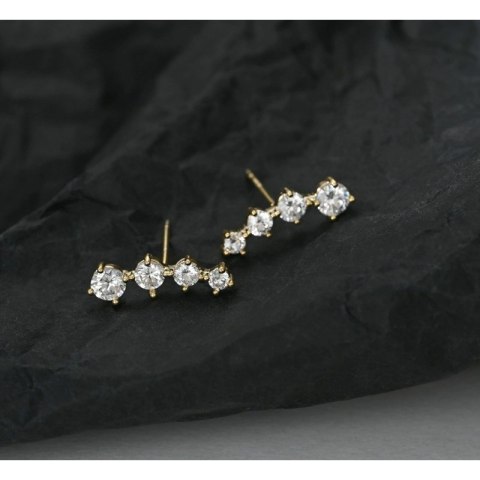 Kolczyki ze stali szlachetnej pozłacane 14k złotem, z cyrkoniami