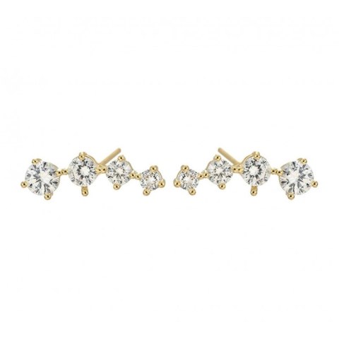 Kolczyki ze stali szlachetnej pozłacane 14k złotem, z cyrkoniami