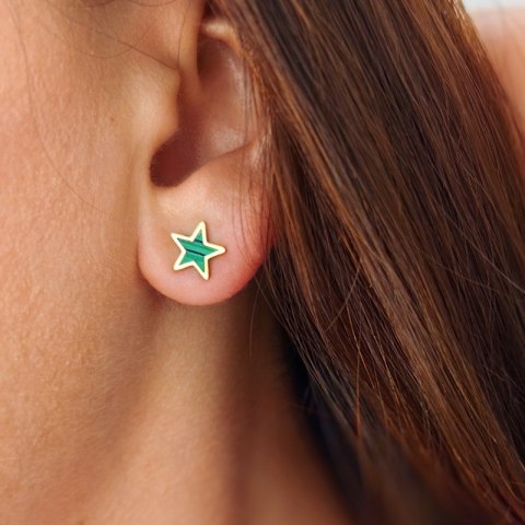 Kolczyki ze stali szlachetnej pozłacanej 14k złotem