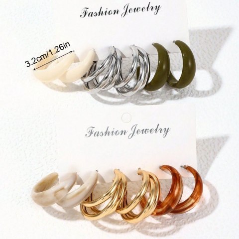 Zestaw 6 szt. kolczyków wiszących