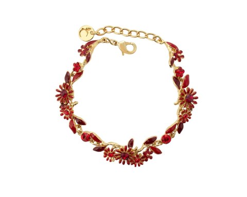 Bransoletka delikatne, czerwone kwiatuszki z kryształkami z kolekcji Blossom (B8155AU/CZ)