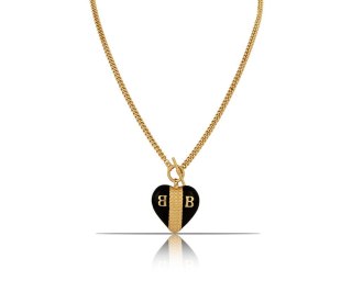 Naszyjnik z czarnym sercem i literkami BB z kolekcji Heart Harmony (C23/ZIM/79AU)